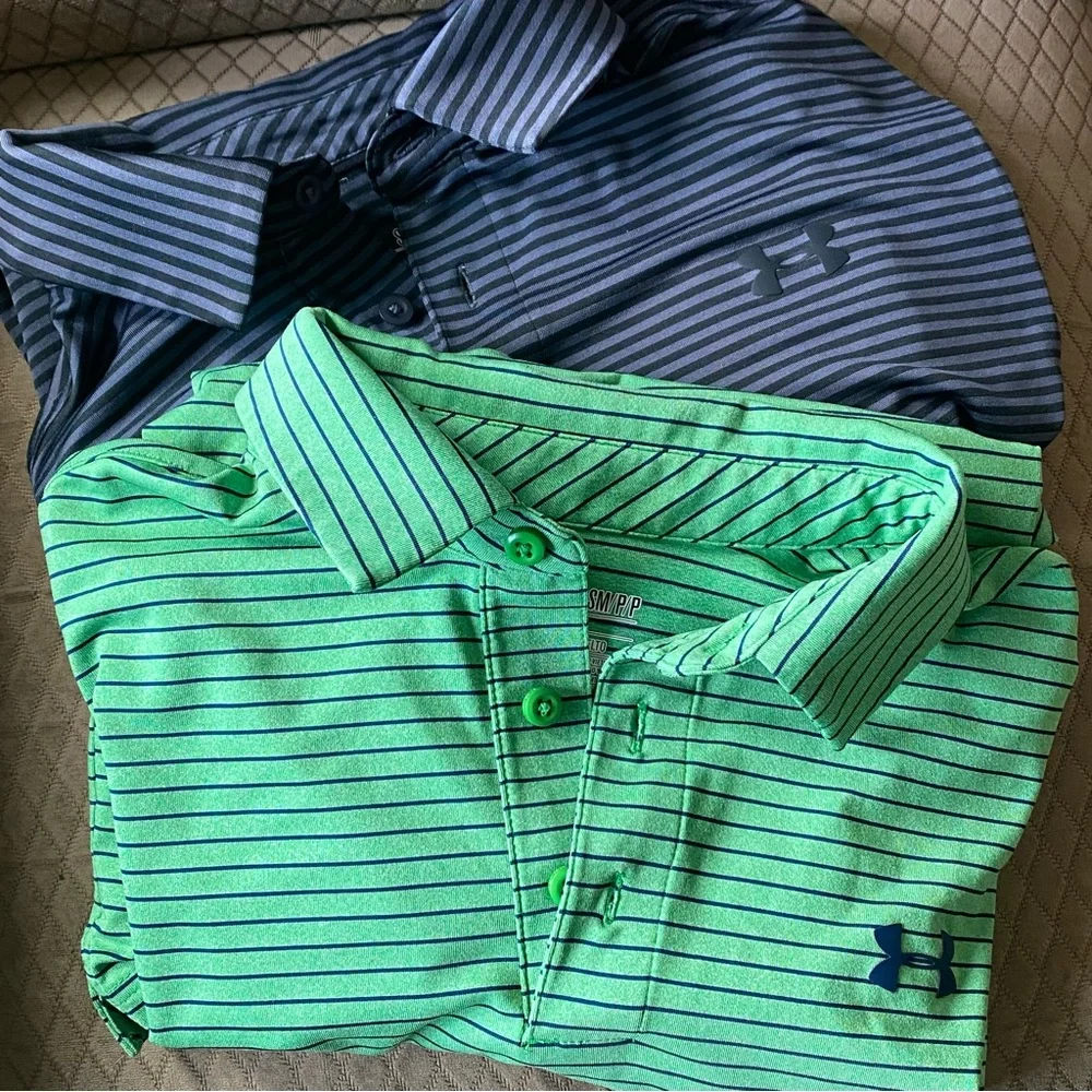 Under Armour Men’s HeatGear Loose Striped Golf Polo Shirt -set of 2! Size:Small - Picture 1 of 6